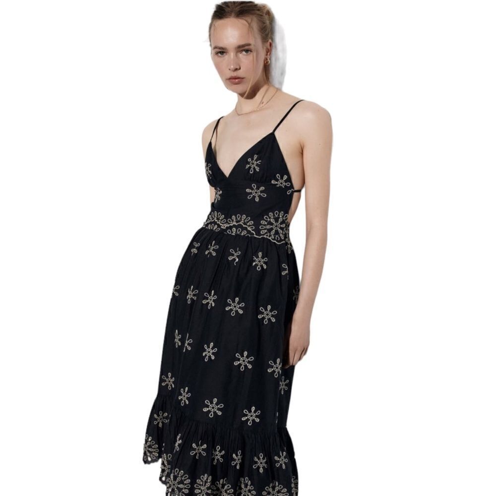 ZARA | Black | EMBROIDERED DRESS - Picture 8 of 10